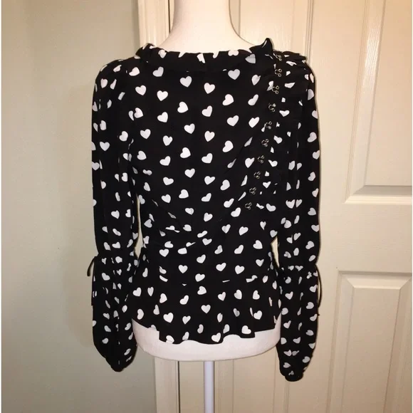 For Love & Lemons “Willow” Heart Print Peplum Top - Picture 6 of 12